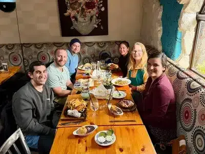 GetPhound team sharing a meal at a restaurant table